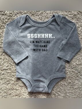 Lullaby Lane “Shhh… I’m Watching the Game With Dad” Long Sleeve Bodysuit 3-6M